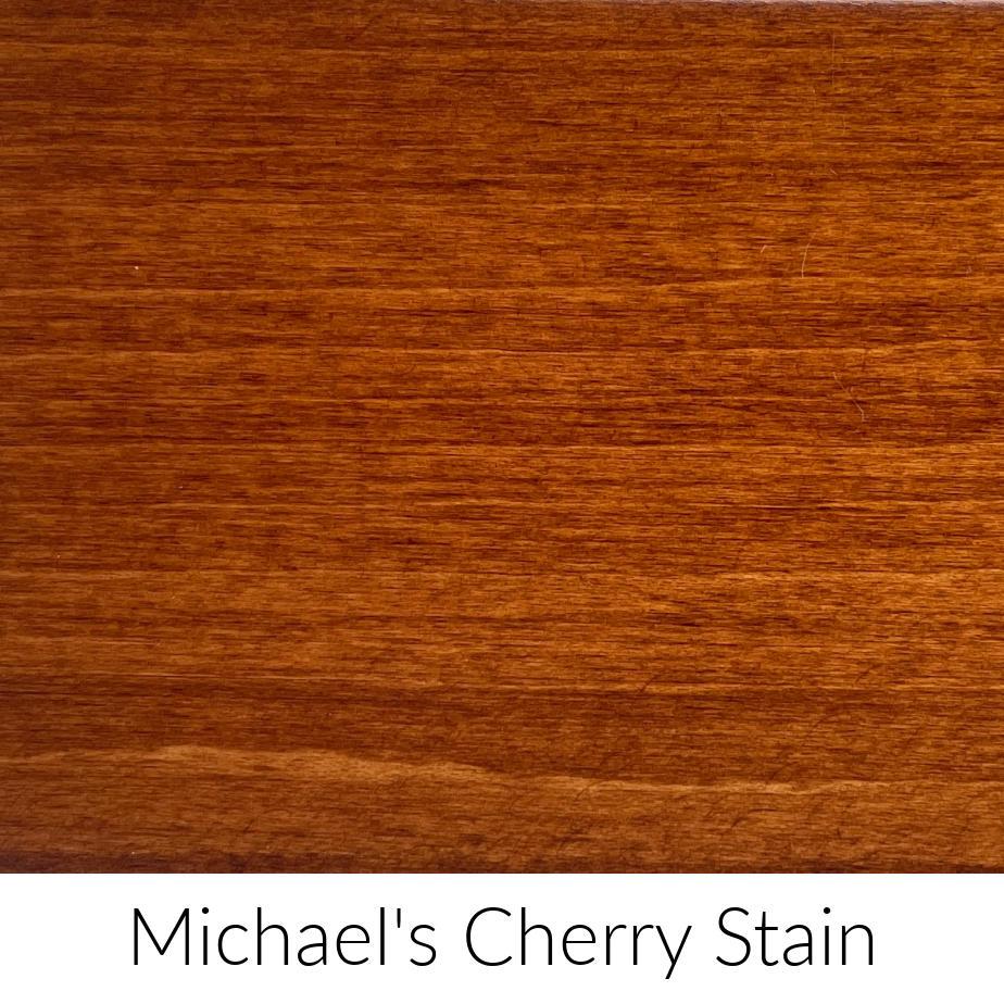 swatch sample for Michaels's cherry stain finish for the puzzle table