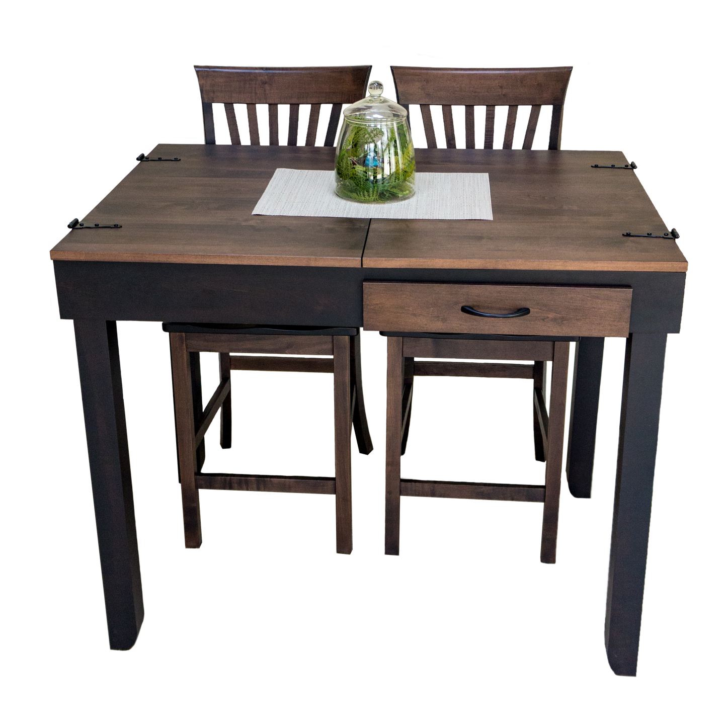 counter height jigsaw puzzle table with cover and storage drawers closed