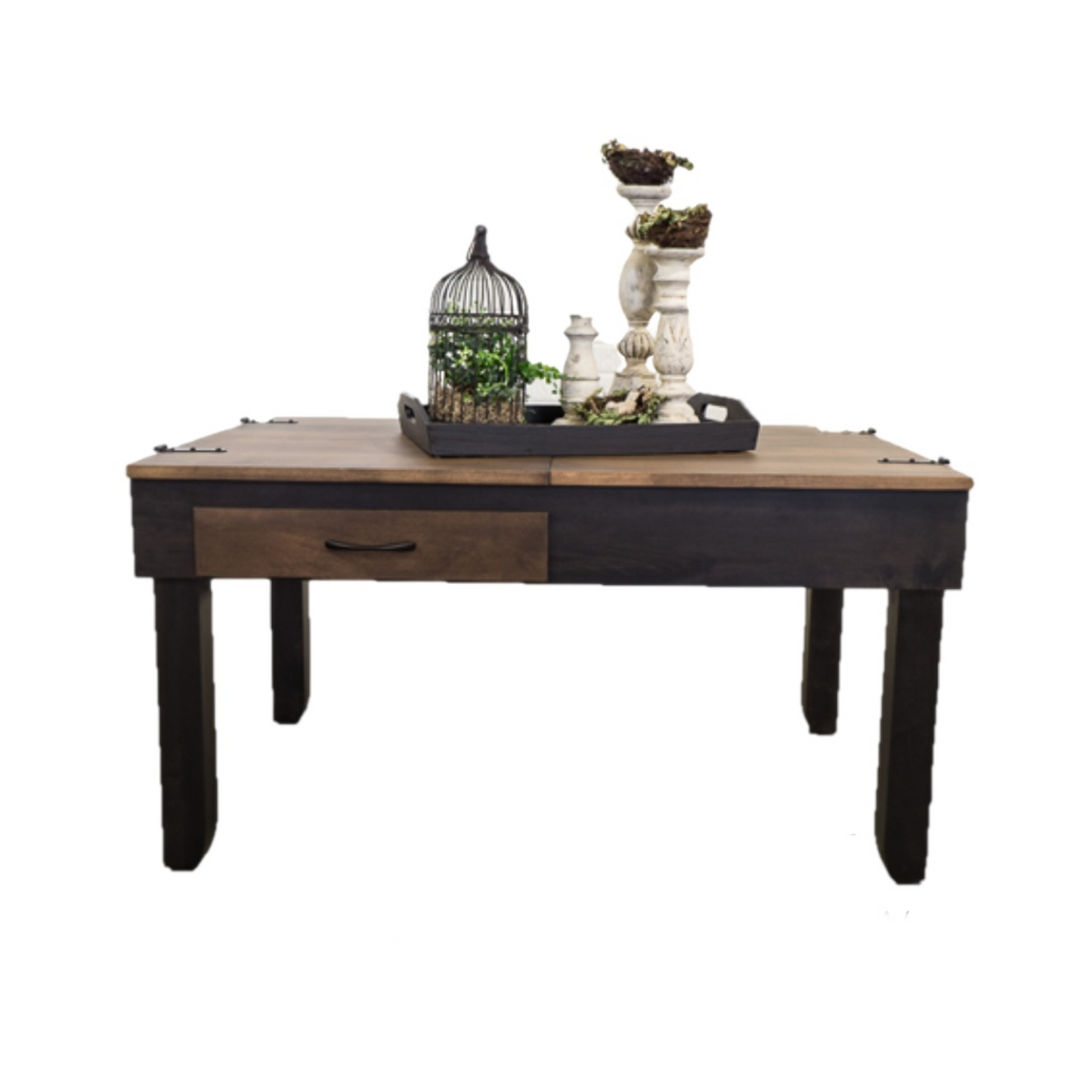 coffee puzzle table with tabletop fully closed