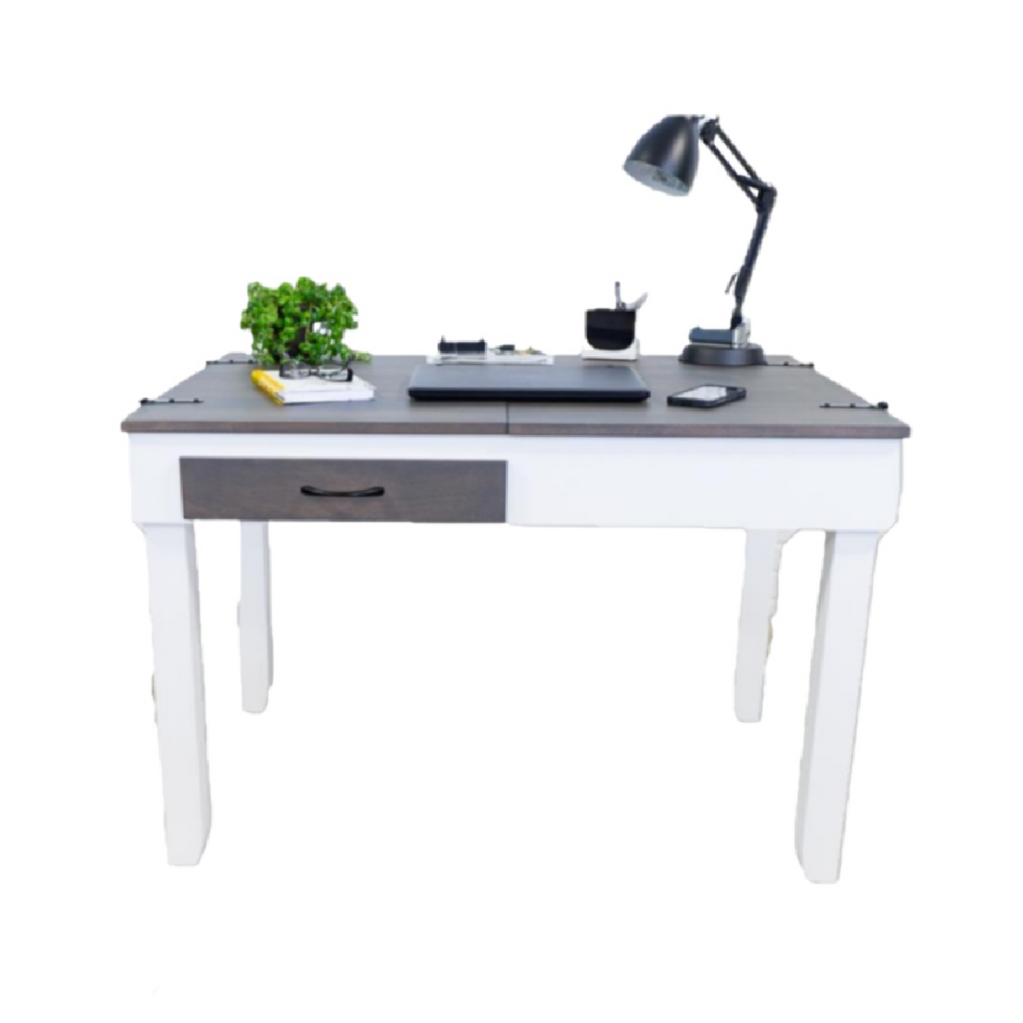 desk jigsaw puzzle table with closed tabletop being used as a desk