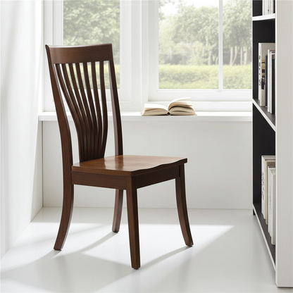 Christy Fanback Armless Desk Height Chair in a white room with a window