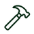 A simple green hammer icon on a white background.