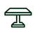 A simple line drawing of a rectangular table with a pedestal base on a white background.